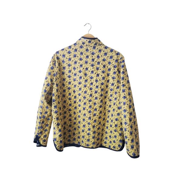 Handmade Floral/Paisley Print Quilted Reversible Jacket Blue/Yellow Size L/XL - Picture 4 of 4